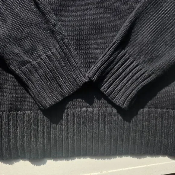 Lauren Ralph Lauren Cotton Sweater Black Shawl Fair Isle Nordic Design Toggle XL - Picture 4 of 9